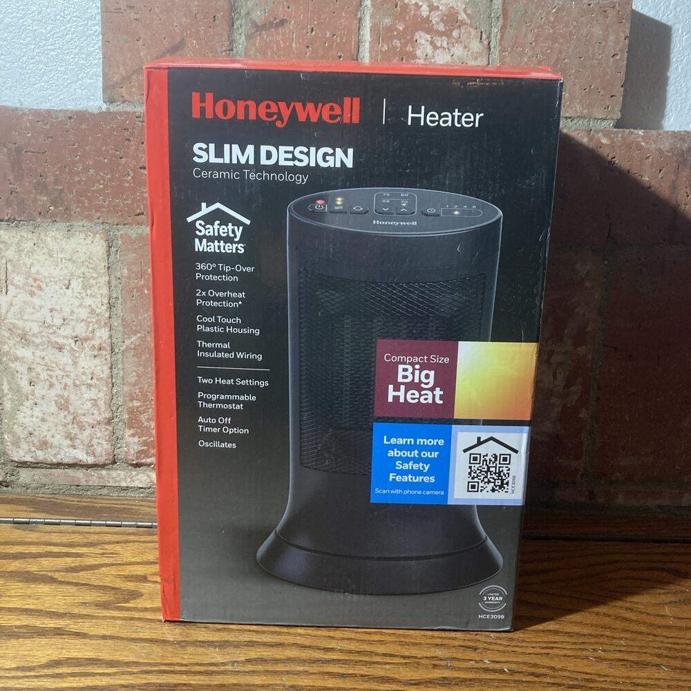 Honeywell Heater Ceramic Slim Design HCE309B - Compact & Powerful - NEW